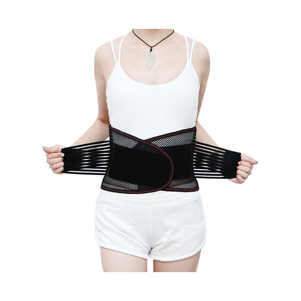 (XL) Adjustable Back Support Lower Spine Support Orthopedic Breathable Lumbar Corset Fitness Sport Summer Men Women