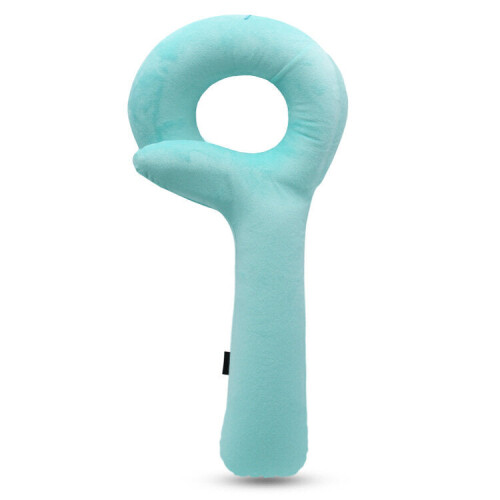 (Light Green) Q Shape Inflatable Decompression Support Headrest Portable Pillow Neck Head Chin Memory Cushion