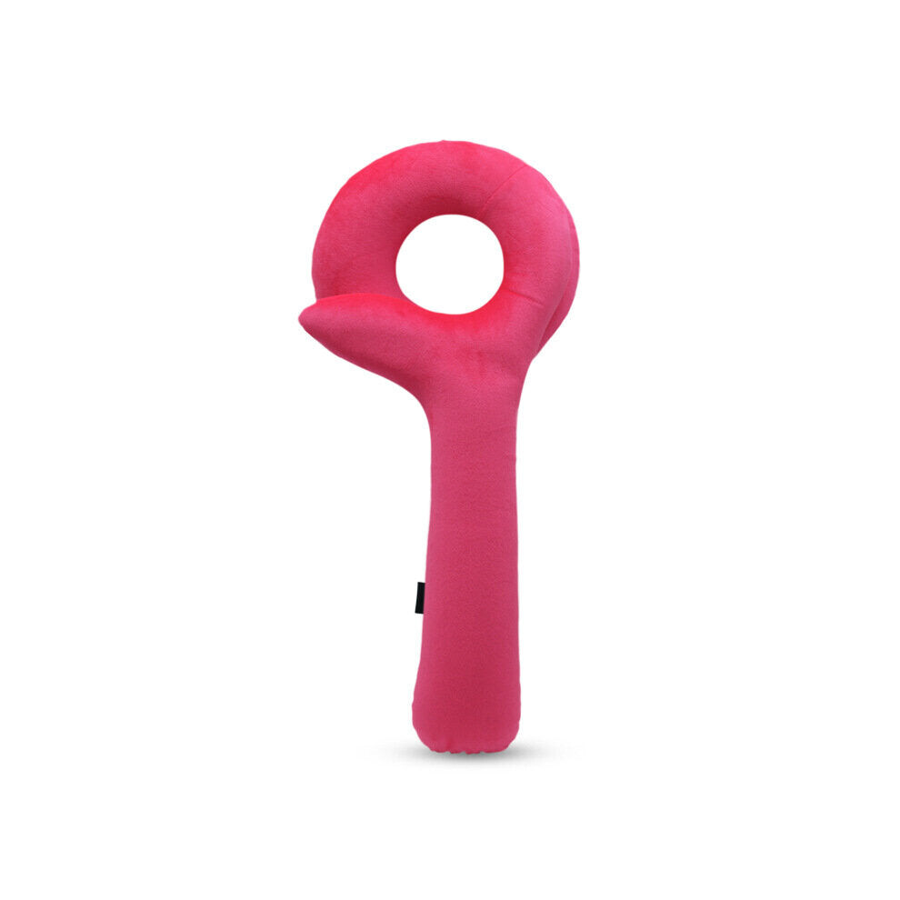 (Rose) Q Shape Inflatable Decompression Support Headrest Portable Pillow Neck Head Chin Memory Cushion