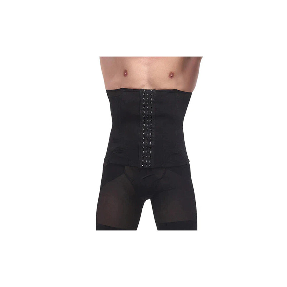 (Black, L) Men Slimming Belt Belly Elastic Body Shaper Casual Corset Abdomen Tummy Slim Girdle