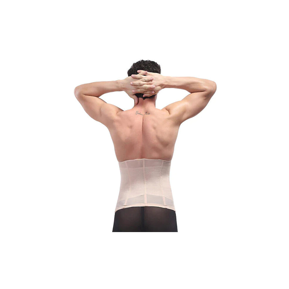 (Nude, 2XL) Men Slimming Belt Belly Elastic Body Shaper Casual Corset Abdomen Tummy Slim Girdle