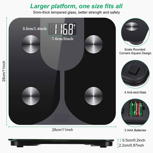 (White) Bakeey bluetooth Smart Body Fat Scale Household Electronic Body Weight Scale 2
