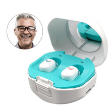 (White) Digital Hearing Aids Rechargeable Lightweight Digital Hearing Aid Invisable Hearing Amplifier for Elderly with Charging Case