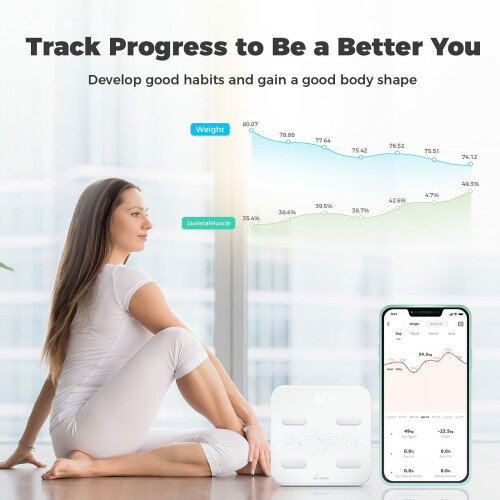 (Pink) Smart Bluetooth Body Weight Scale: BMI Analyzer, App Sync, USB Charging 1