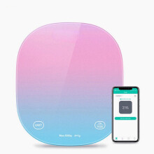 (Pink) Smart Bluetooth Body Weight Scale: BMI Analyzer, App Sync, USB Charging