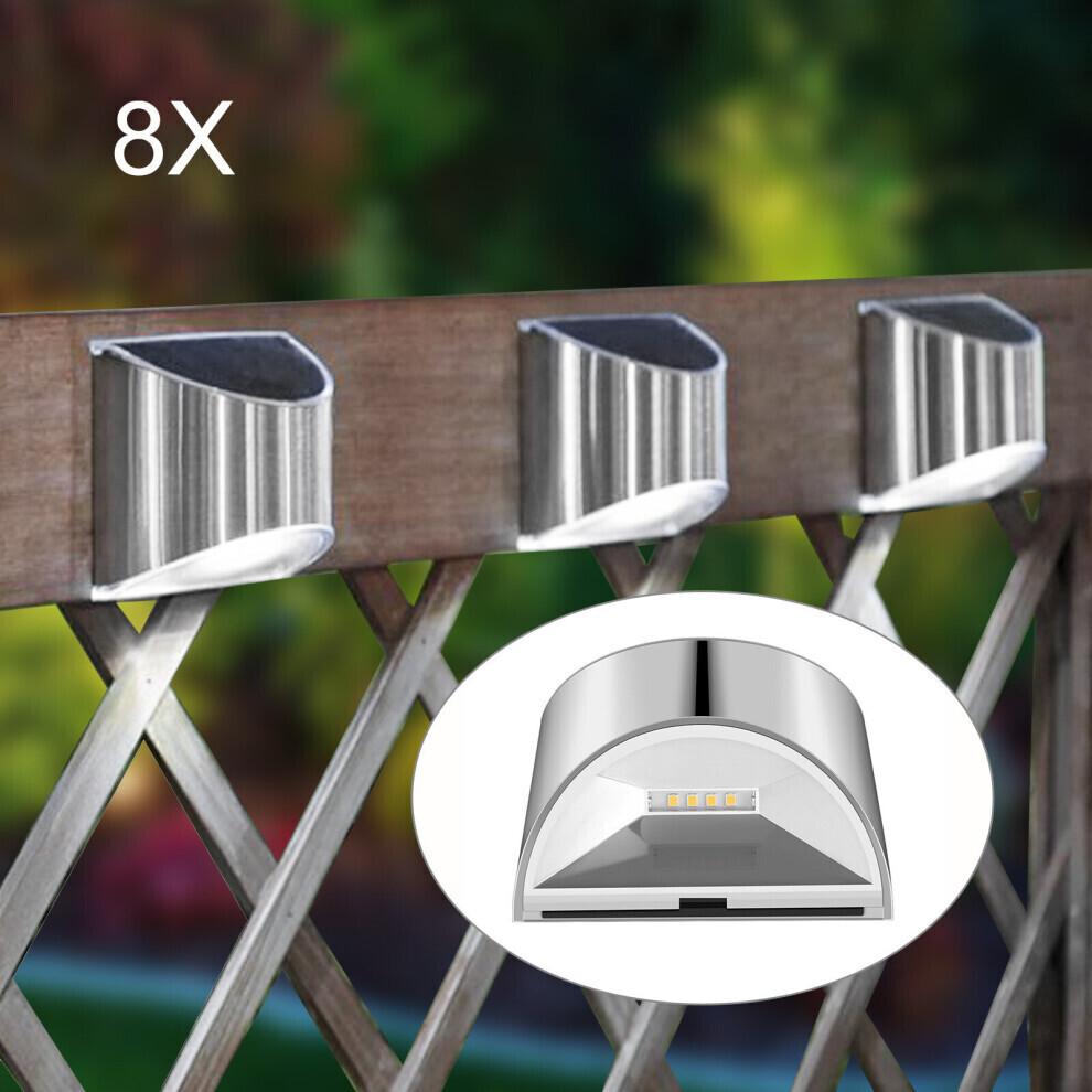 8Packs LED Solar Power Garden Fence Lights Wall Light Patio Outdoor Security Lamps