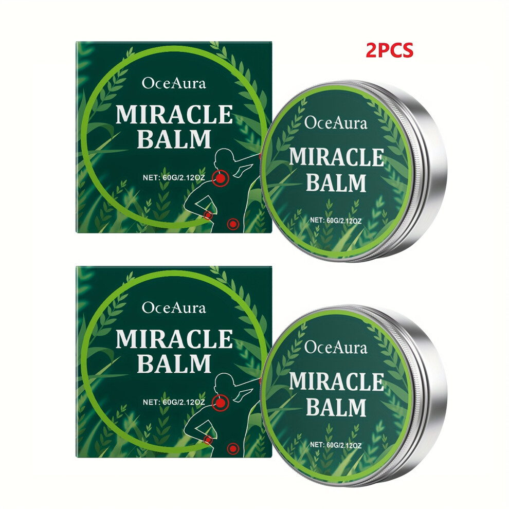 (2pcs) 2-Pack OceAura Miracle Balm, Herbal Joint Care Cream with Glycerin & Peppermint Extract, Moisturizing Massage Cream