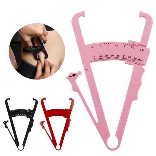 (Red) Body Fat Caliper - Handheld BMI Measurement Device 0-70MM Testing Range 1