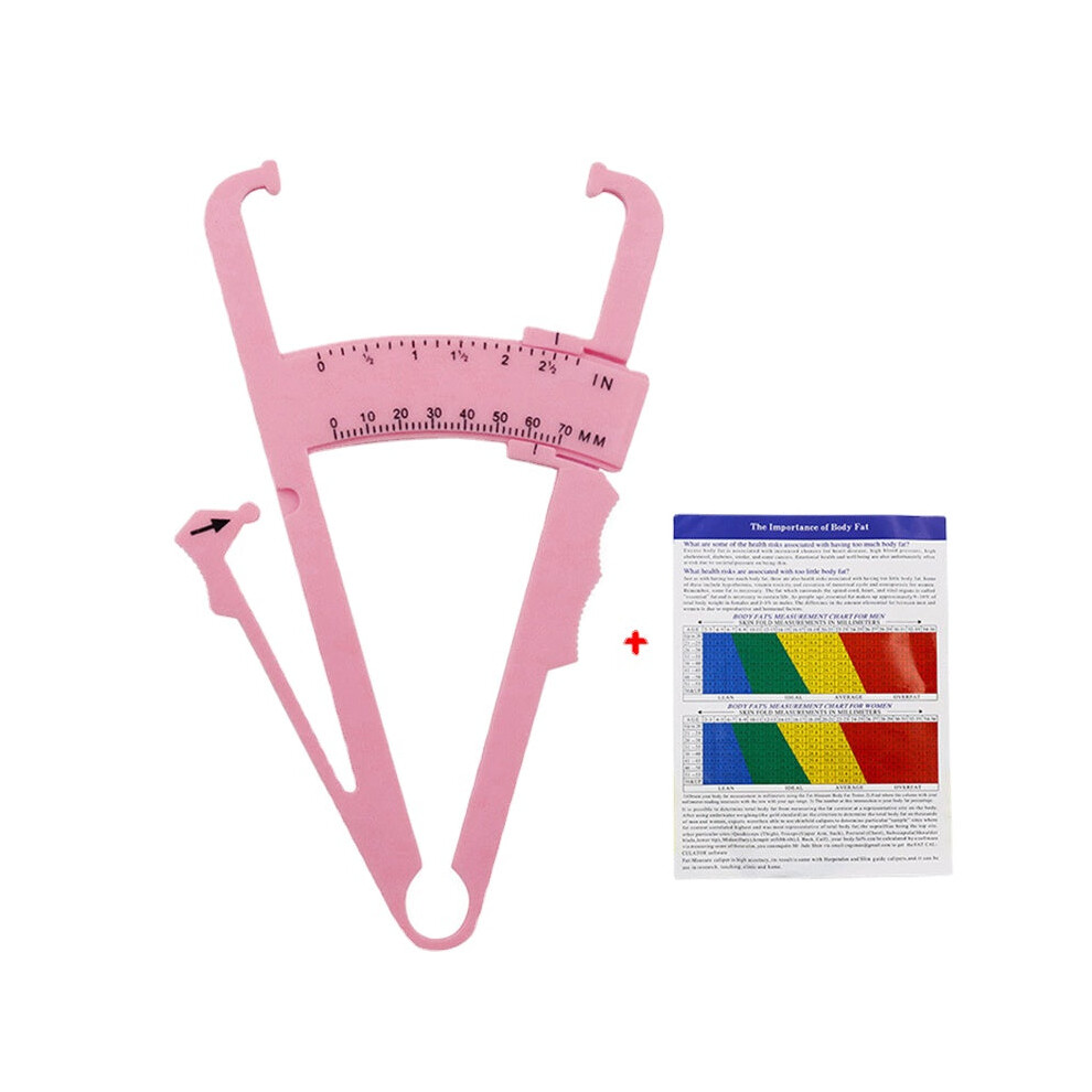 (Pink) Body Fat Caliper - Handheld BMI Measurement Device 0-70MM Testing Range