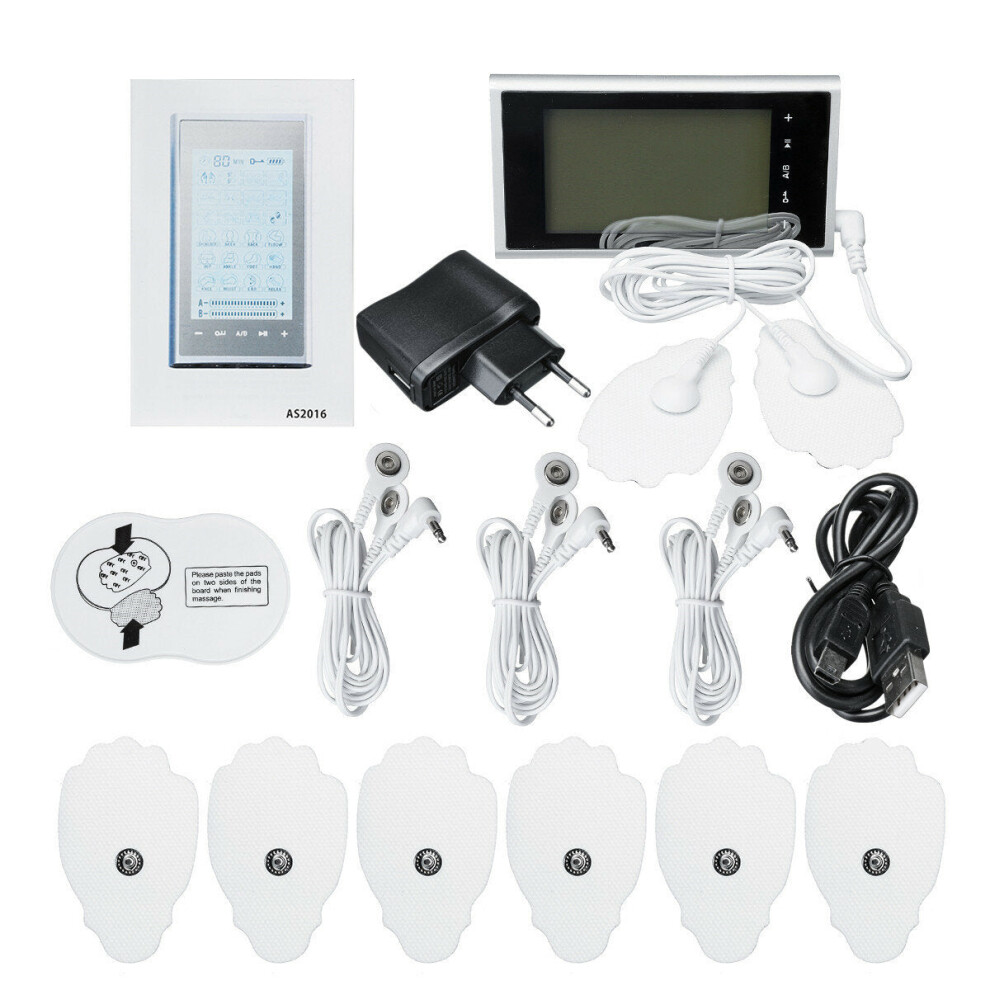 (EU Plug) 24 Modes Tens Unit Muscle Stimulator Electric Massager Machine Pain Relief Muscle Therapy