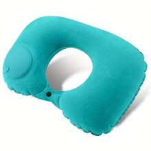 (Green) [Portable Neck Pillow] 1pc Automatic Inflatable U-shaped Neck Pillow | Portable Camping Travel Compression Skin-friendly Pillow