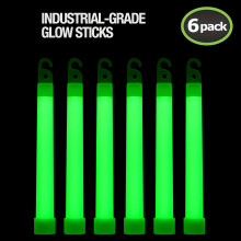 (Green, 6) 12-Hour Niceglow Green Glow Sticks - 6pcs Industrial-Grade, 6-Inch Large Chem Lights - No Power Needed
