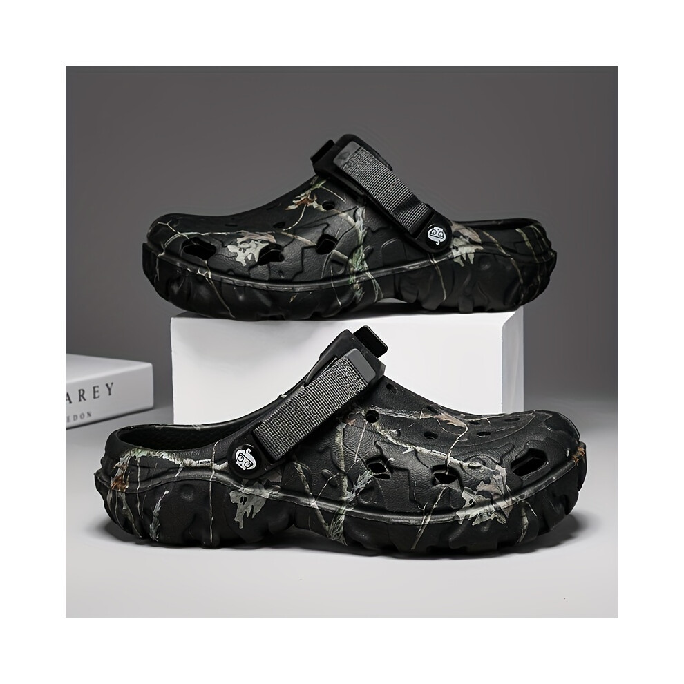 Bghone (Black, 7) Comfortable Durable Men's Solid Color Hollow Out Eva Clogs, Comfy Non Slip Casual Lightweight Slippers For Men's Outdoor Activities