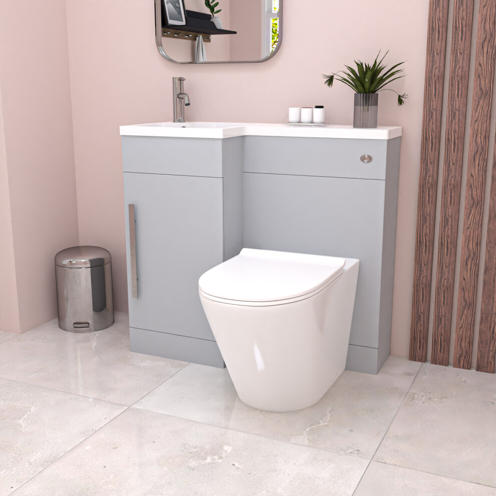 Nes Home Matte Grey 900mm Left Hand WC Basin Vanity and Toilet Unit Flat Pack