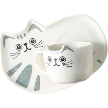 Katzentassen-Set für Paare, Katzenbecher, Keramiktasse, Untertasse für Tee, Kaffee, heiße Schokolade, 200 ml