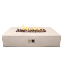 Field & Flame Liana Rectangle Gas Fire Pit in Travertine