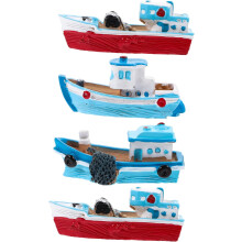 Nautische dekorative Miniaturboote, 4 Stück, Fischerschiffmodelle aus Kunstharz für Häuser im mediterranen Stil, zufälliger Stil