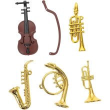 Set mit 5 Mini-Modellen für Violine, Trompete und Saxophon, Miniaturinstrumente für Puppenhaus und Miniatur-Landschaftsdekor