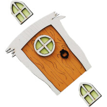 Feentür, Miniatur-Feentür-Bausatz, Gartenbaum, Feentür, Holzhandwerk, Mini-Tür, Miniatur-Szene, Dekor, Fensterschmuck