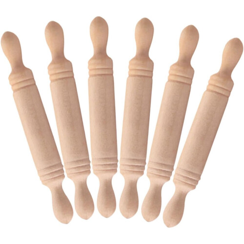 6 stücke Mini Holz Rolling Pin Rolling Pin Mini Haus Dekoration Tiny Roller Pasta Roller