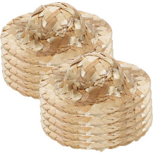 12 stücke Mini Woven Stroh Top Hut Puppen Dekorative Hüte Miniatur Hüte Puppen Top Hut