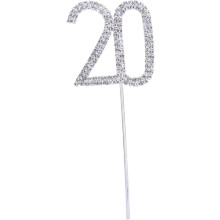 Jubiläums-Kuchenaufsätze, atemberaubende Kuchendekoration zum 20. Geburtstag, Strass-Diamanten
