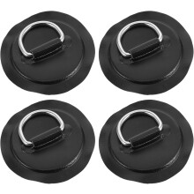 4 Stück D-Ring-Patches für aufblasbare Boards, Kajak-Kanu-Deck, Edelstahl-Schnalle, D-Ring-Kit, schwarzes rundes Zubehör