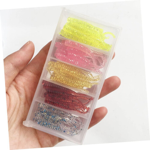 Kunststoff-Wurm-Angelköder für Zander und Forellen mit Tackle Box 2