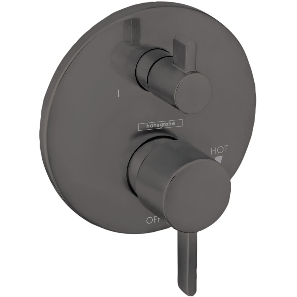 hansgrohe Ecostat Modern 2-Handle Pressure Balance Shower Valve Trim with Diverter in Brushed Black Chrome 04447340