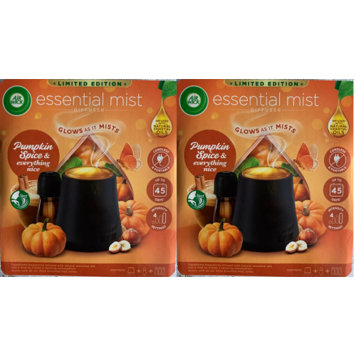 Air Wick 2xAir Wick Essential Oil Mist  Kit, Diffuser & Refill - Pumpkin Spice & Everything Nice