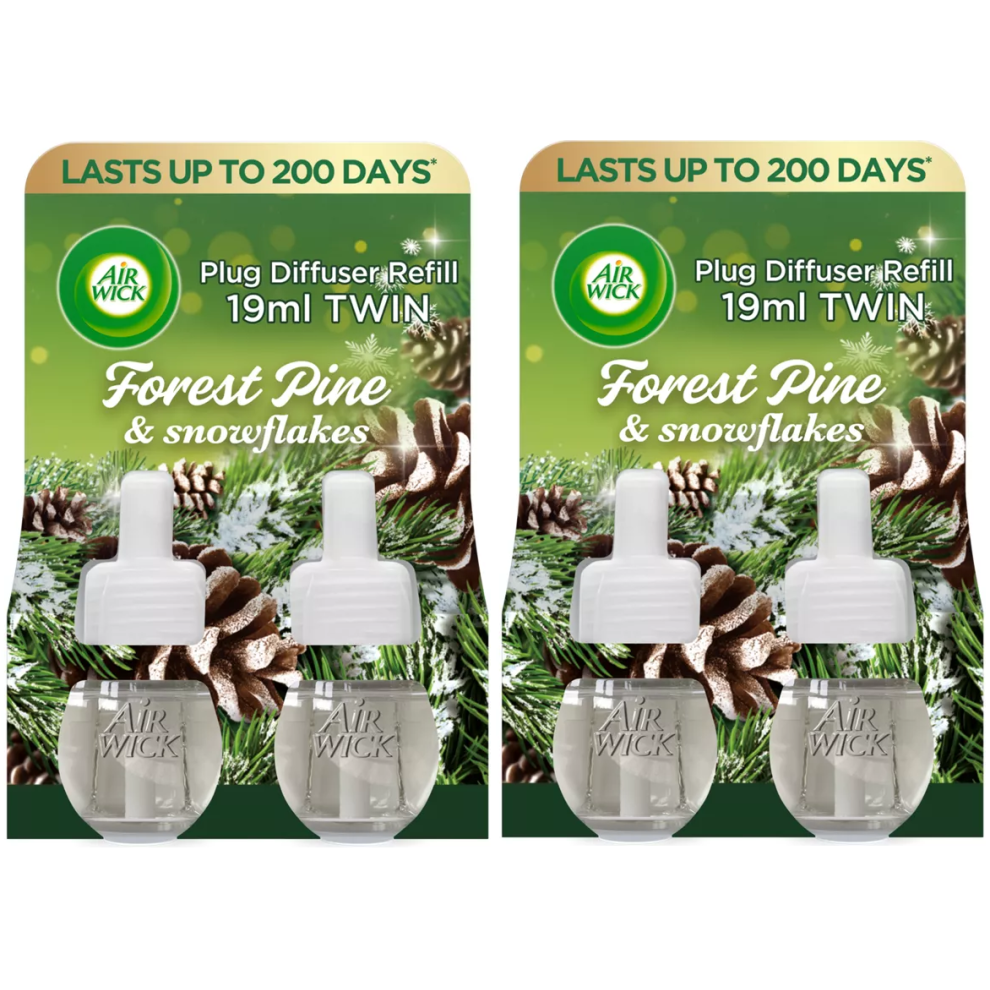 4 X Air Wick Electrical Plugin Oil Refills - Forest Pine & Snowflakes