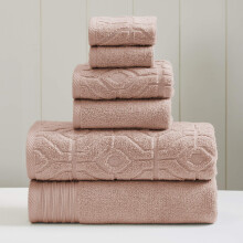 Modern Threads 6-teiliges Set, 2 Badetcher, 2 Handtcher, 2 Waschlappen, garngefrbtes Diamond Gate Jacquard-Handtuchset, Dusty Rose