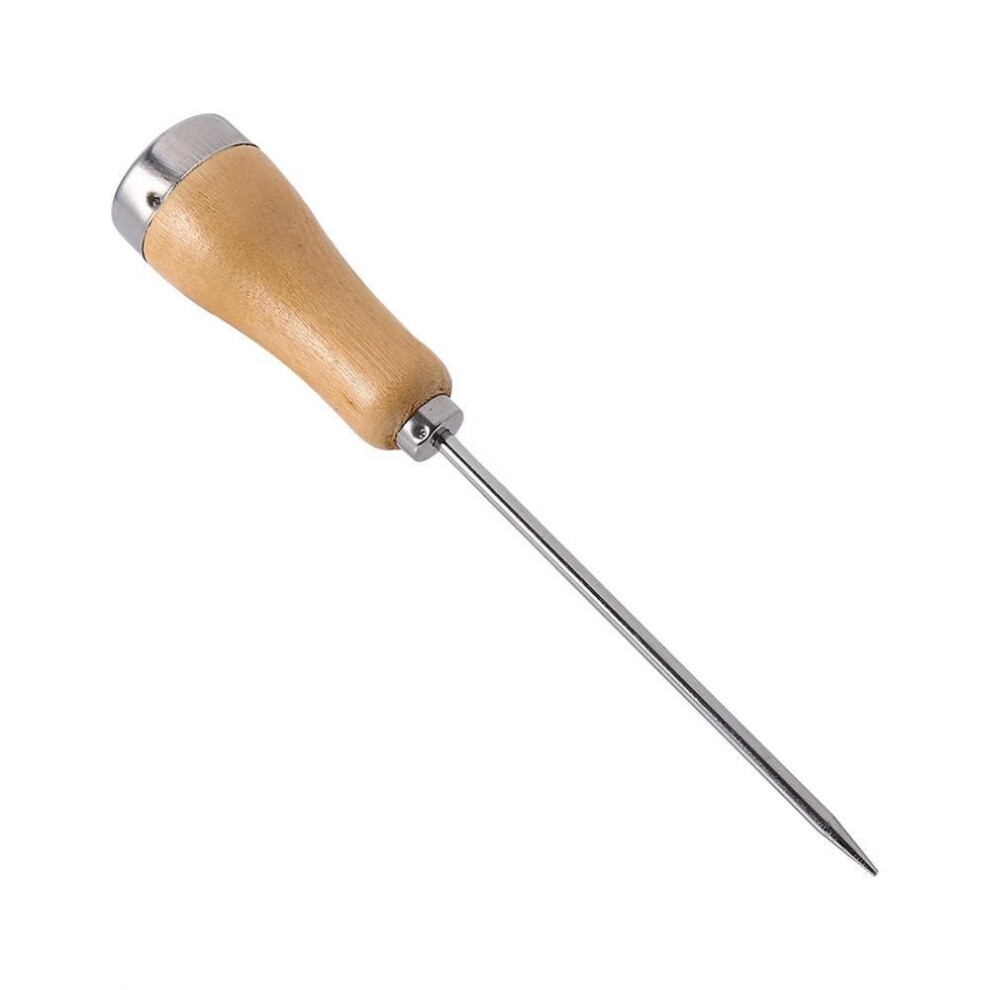 Ice Pick Crusher Wooden Handle Awl Punch Kitchen Bar Tool Stainless Steel Awl Gl