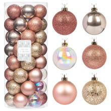 Every Day is Christmas Ornaments, Shatterproof Christmas Tree Ornament Set, Christmas Balls Decoration 50 Count 2.24"/57mm, Pink Gold