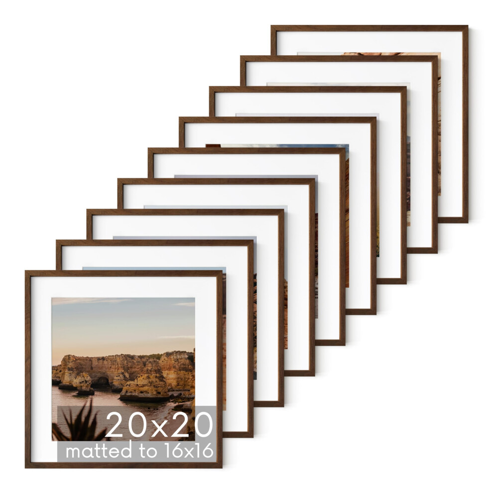 Haus And Hues 20X20 Bilderrahmen - Walnuss-Bilderrahmen-Set Mit 9 Quadratischen Bilderrahmen, Fotogalerie, Wandrahmen-Set, 20X20 Rahmen, Quadratische-image