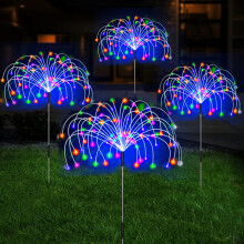 (RGB, 4Pcs) Solar Firework LED Stake Lights Outdoor Garden Decor Pathway Fairy Light Waterproof Yard Lawn Patio Landscape Decor Solar Lamp