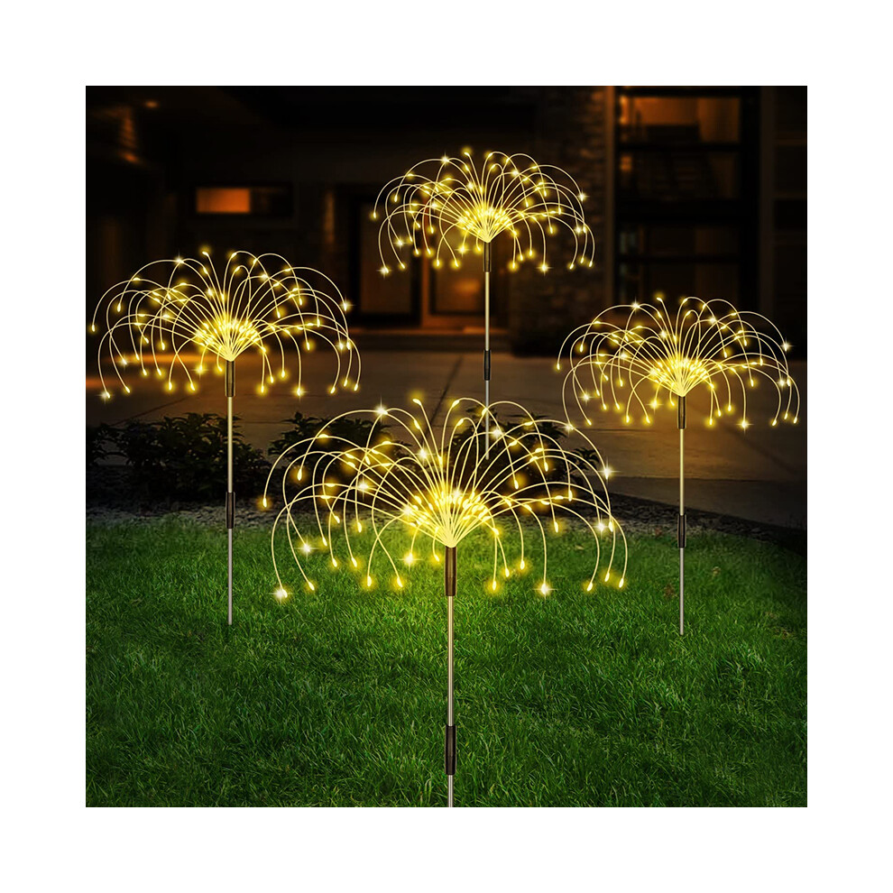 Closkye (Warm, 4Pcs) Solar Firework Led Stake S Outdoor Garden Decor Pathway Fairy Waterproof Yard Lawn Patio Landscape Decor Solar Lamp Light