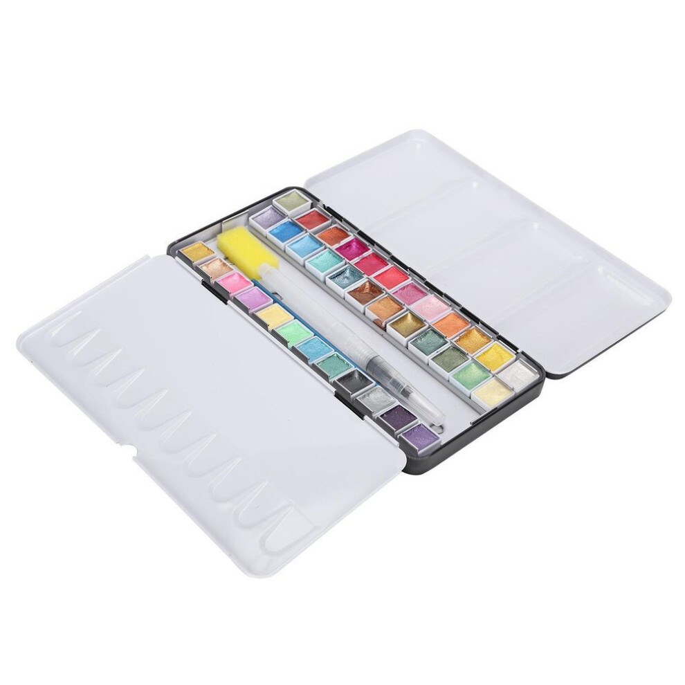 Pearly Lustre Watercolor Paint Portable Bright Color Watercolor Pigment Set With Box36 Colors
