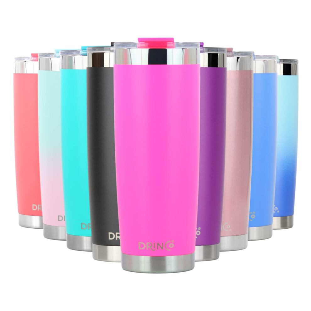 Drinco - 20 oz Stainless Steel Tumbler  Double Walled Vacuum Insulated Mug With Lid  2 Straws  For Hot & cold Drinks (20oz  20oz Island Pink)-image-OPC-PFSMRCJ-NEW