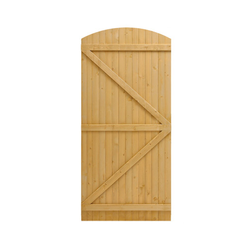 (Natural, 90x180cm) Curved Top Pine Wood Garden Gate