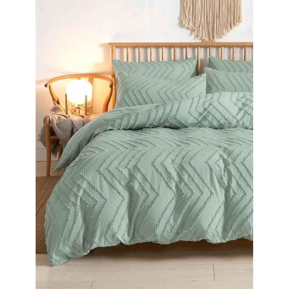 (Cover(not Comforter)-sage Green Tufted, Queen) Nanko Sage Green Duvet Cover King Size, 3pc Boho Tufted Microfiber Bedding Comforter Cover Set, All Se