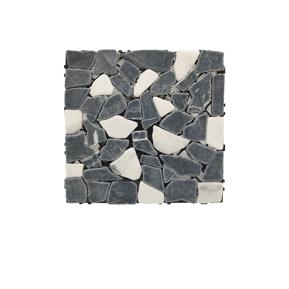 Outdoor Garden Patio Balcony Deck Tile, All Weather DIY Interlocking Floor with Drainage Floor (Black and white)30×30cm