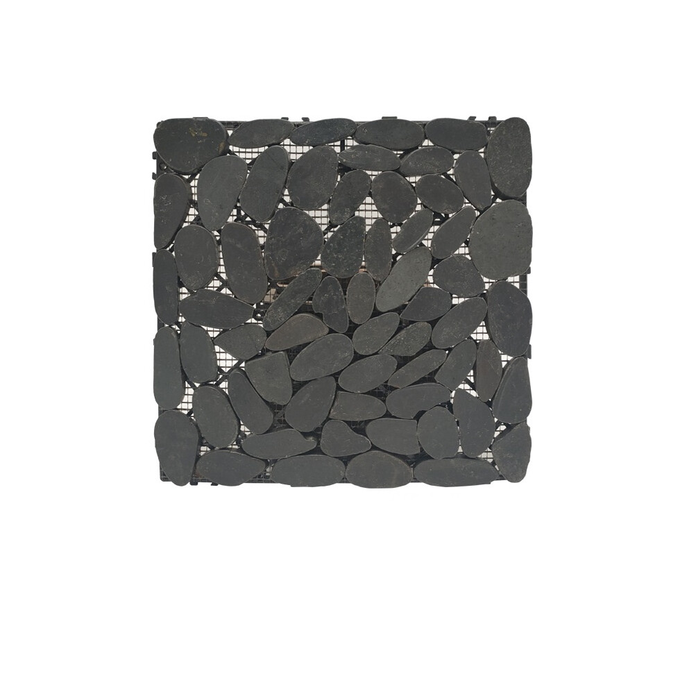 Outdoor Garden Patio Balcony Deck Tile, All Weather DIY Interlocking Floor with Drainage Floor (Black)30×30cm