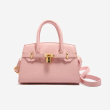 (Pink, Small) Lychee pattern Birkin bag, new niche versatile handbag