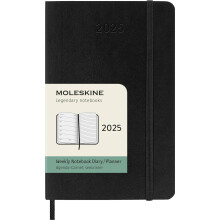 Moleskine Classic 12-Monats-Wochenplaner 2025, Softcover, Tasche (8,9 x 14 cm), Schwarz, 144 Seiten