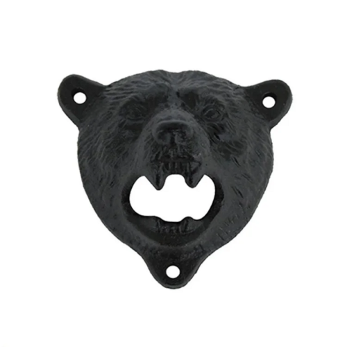 (Brown) Creative Cast Iron Bear Head Bottle Opener Wall Be 2