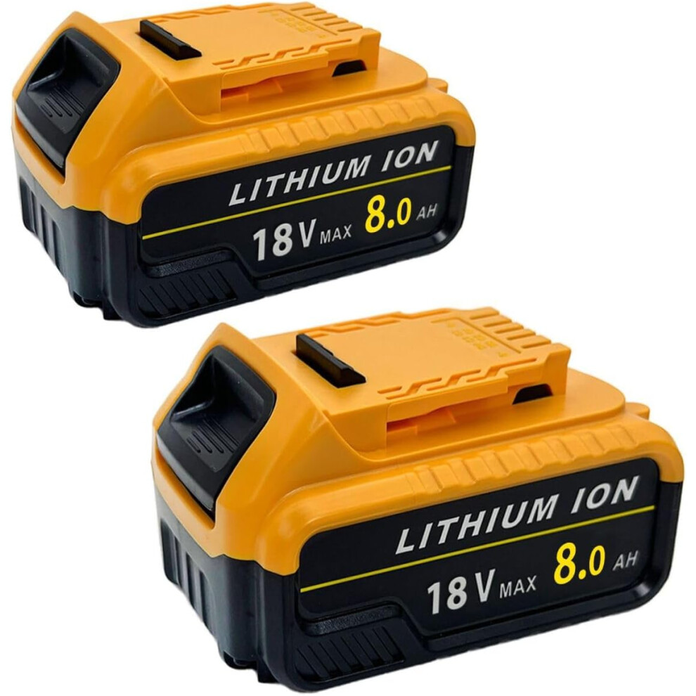 2x 18V 8.0Ah Battery Li-Ion For DEWALT DCB184 XR Slide DCB182 DCF885