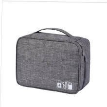 Multifunctionele canvas opbergtas met kabel- en powerbankorganizer voor reizen en buitengebruik, grijs