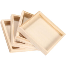 3D Puzzel Speelgoed Trays 4-delige Set Houten Blokken Opbergbakken Onvoltooide Serveerbakken voor Jongens en Meisjes