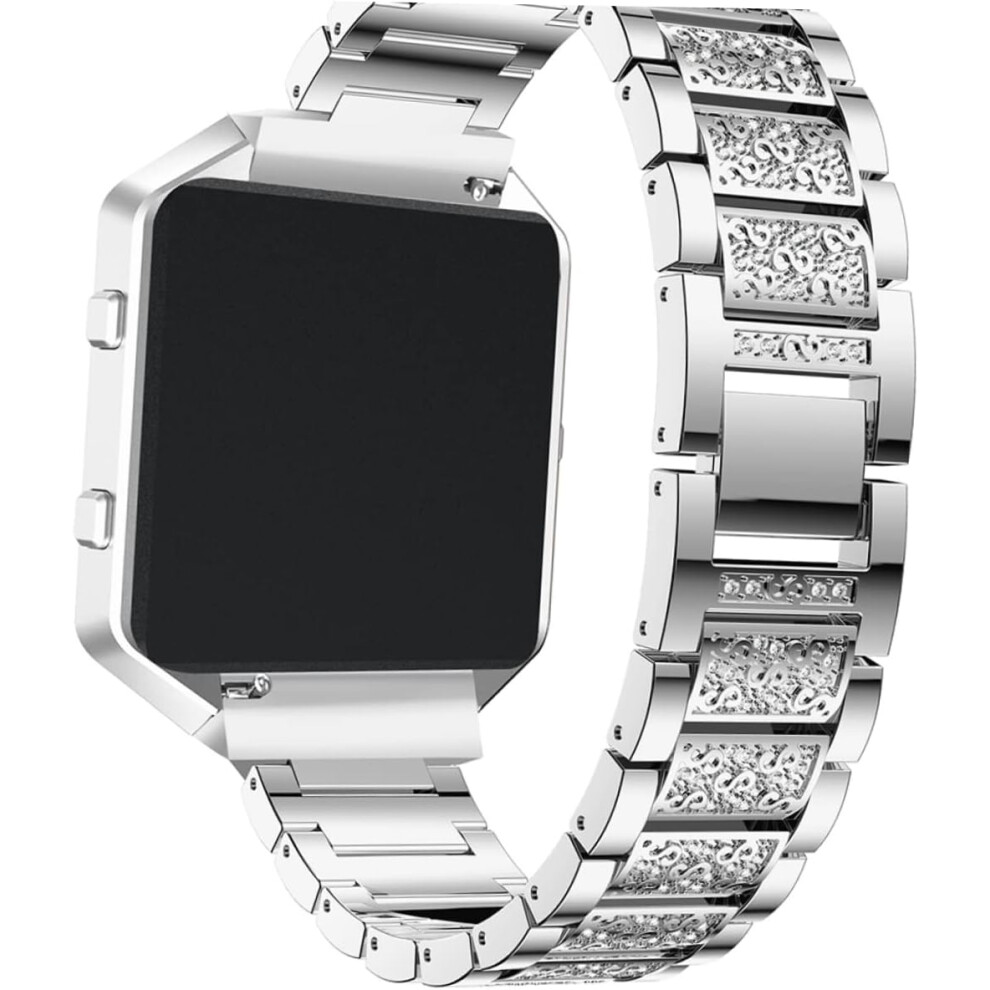 Metalen Horlogeband Met Diamantaccenten, Compatibel Met Blaze, Stijlvolle Horlogeband In Zilverkleur 7354531300249
